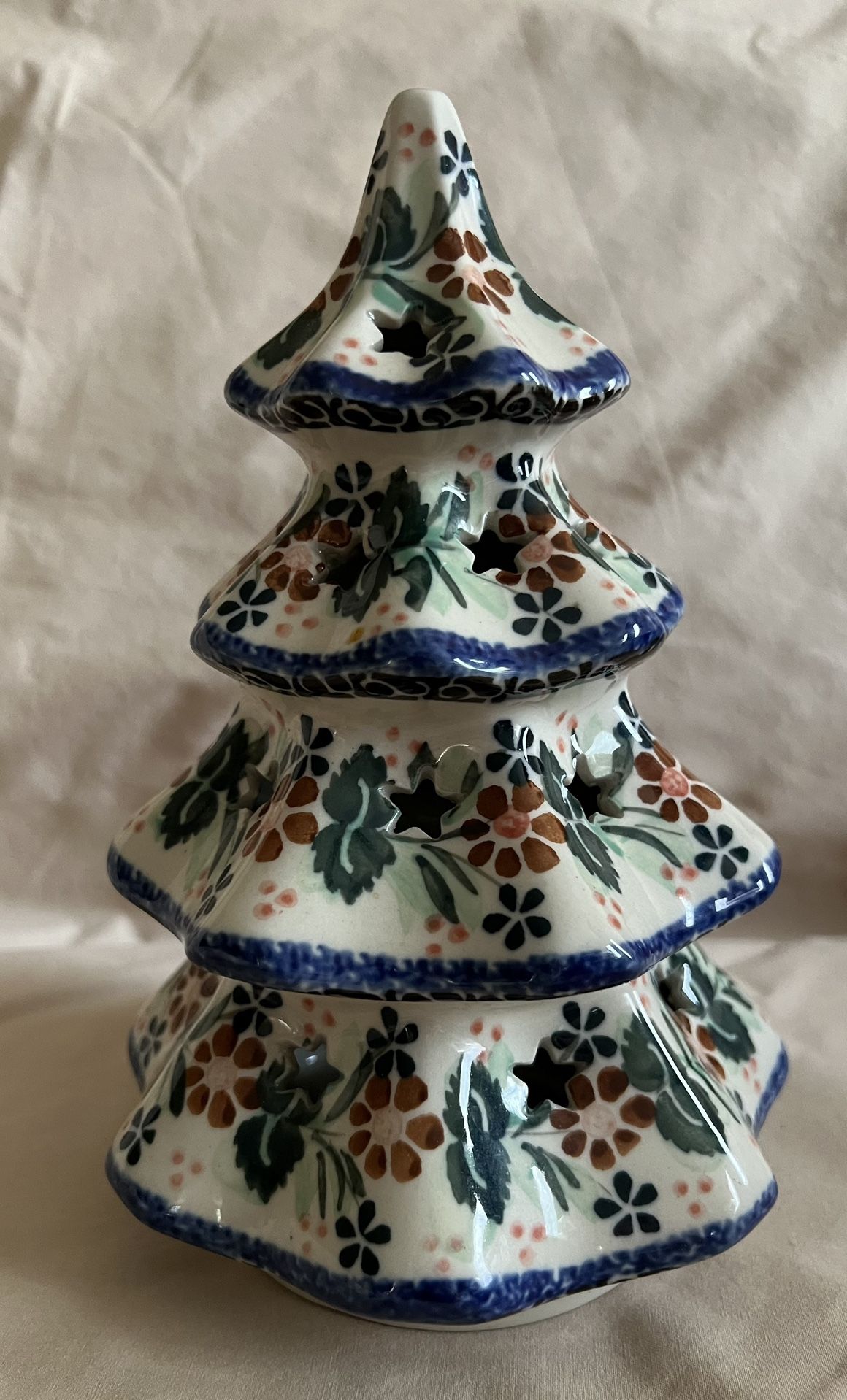 Handmade Polish Boleslawiec Holiday Christmas Tree Luminary Holiday Home Decor