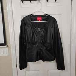 GUESS Leather Peplum Jacket