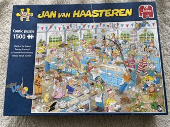 Great Family Game! 1500-piece Jigsaw Comic Puzzle - 35”x24” - Clash of the Bakers - high quality big pieces
