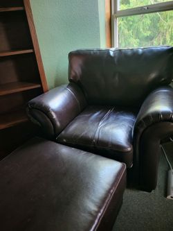 Leather chair ottoman