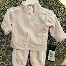 NEW Adidas Baby Girls Pink 2 Piece Track Suit -3 Months NWT