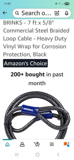 BRINKS - 7 ft x 5/8" Commercial Steel Braided Loop Cable - Heavy 