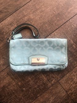 Coach Wristlet Wallet in Light Teal Color