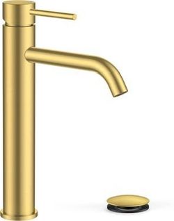 Vessel Tall Bathroom Faucet 1 Hole Brushed Gold Single Handle