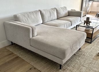 White Aquarius 120” Sectional Sofa with Chaise by Living Spaces