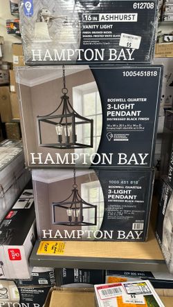 3-light pendant black finish Hampton Bay