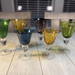 Artland Iris Hand Blown Bubble Glass Clear Stem - Set 6