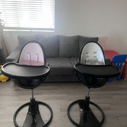 Bloom Fresco High Chairs For Twins - Pink And Silver