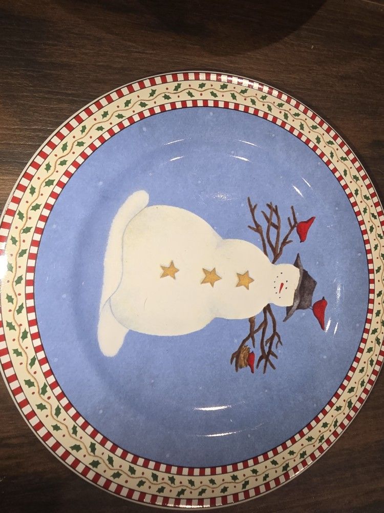 Make Offer 8 Small Snowman Plates 