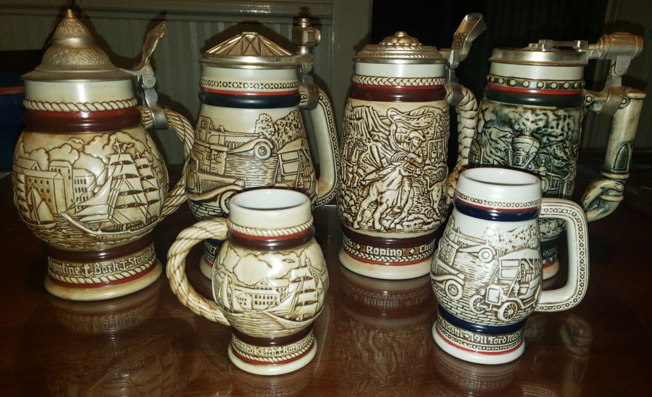 6 Vintage Avon Beer Steins