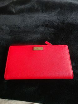 Kate Spade Red Saffiano Leather Slim Wallet