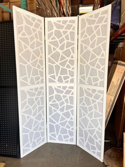 3-Panel White Room Divider Folding Screen