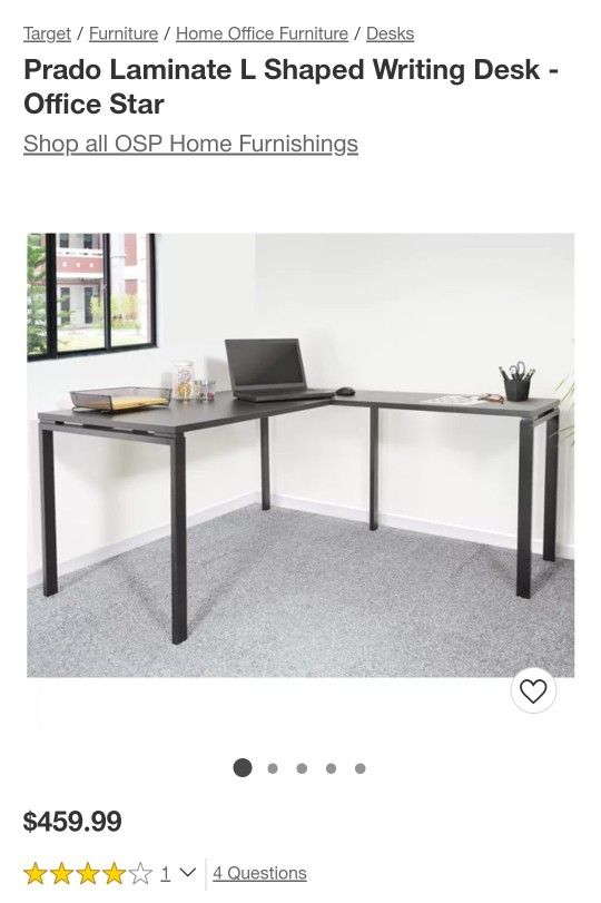 Prado Black L-shaped Desk