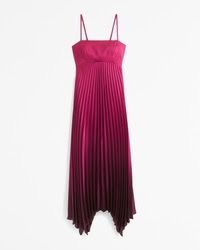 Pleated Berry Midi Dress