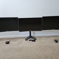 Three Curved PC Monitors + Stand