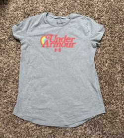 Kids Under Armour Gray T-Shirt with Red Logo