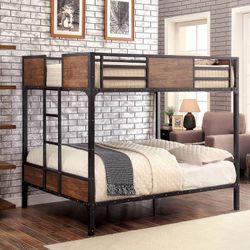 Brand New Industrial Black Metal Twin Over Twin Bunk Bed 