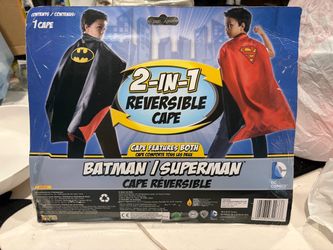 Reversible Superman & Batman Cape DC Comics Super Hero Costume Piece