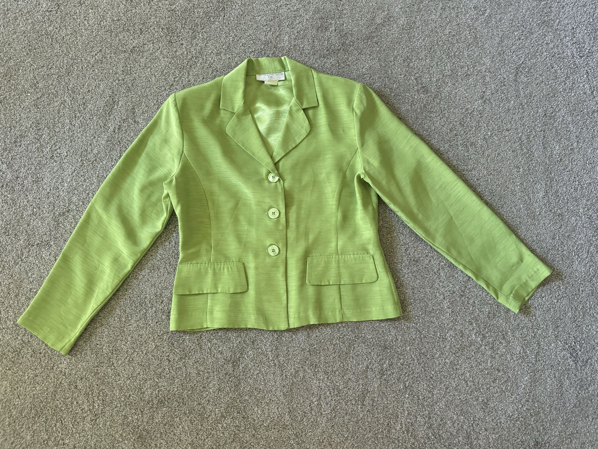Petite Sophisticate blazer size S Green party casual mother of pearl buttons