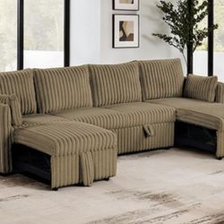Brand New Brown Sectional Sofa Sleeper 