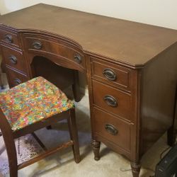 Antique Knee-hole Desk.  All Fitted Wood.  Cherry Veneer