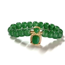 Gold Plated Jade Beads Bead Bangle Bracelet 3.5-4inches 