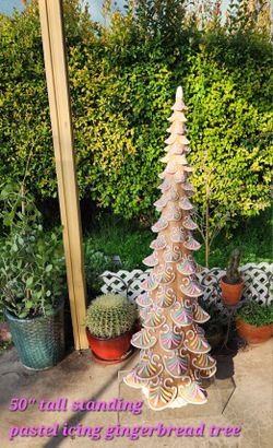 XL 50" Pastel Gingerbread Tree Christmas Decor