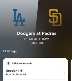 LA. @ SD SERIES June-27-28. 2 AISLE SEATS