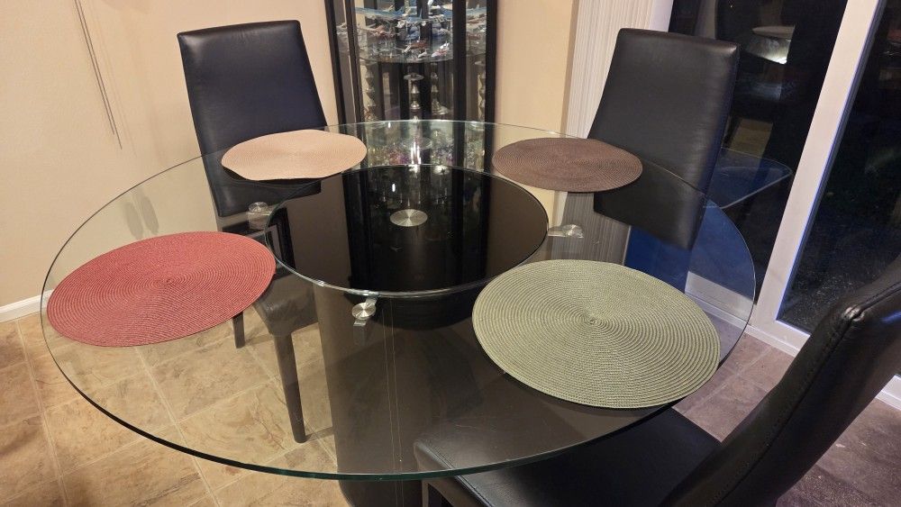 Elegant Glass Dining Table With Rotating Center