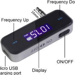 FM Transmitter Audio Adapter Car Kit, Wireless in-Car Radio Transmitter Built-in 3.5mm Aux Port for Car iPhone 6s 5 SE iPod iPad Smart Phones MP3 MP4 