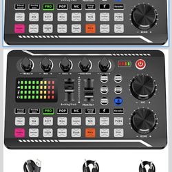 Live Sound Card, Mini Sound Mixer Board With 16 Effects And Voice Changer, Noise Reduction Bluetooth Live Sound Card Audio Mixer For Live Streaming, P