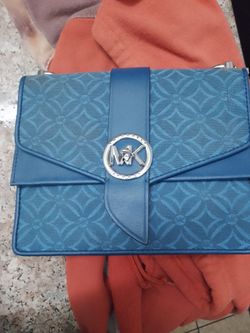 Michael Kors Greenwich Small Logo Jacquard Crossbody bag in Heritage Blue.