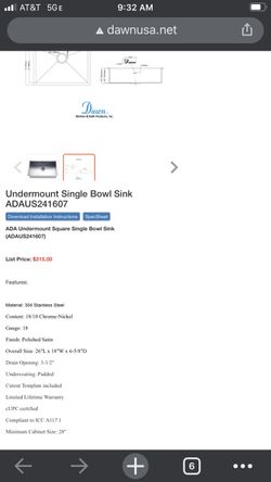 Dawn stainless steel sink.