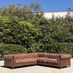 (Free Delivery) Restoration Hardware Kensington Leather Sectional Sofa