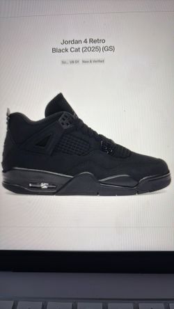 Jordan 4 retro black cat(2025) size 5y