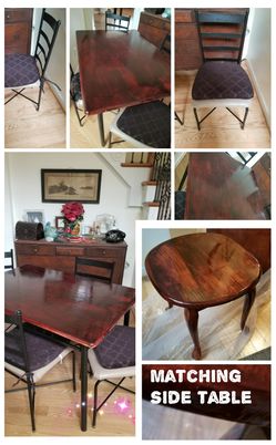 Table with four matching chairs with free side table excellent condition free side table