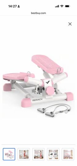 MERACH - Mini Stepper Stair Step Machine with Resistance Bands for Full Body 330LBS Capacity - Pink