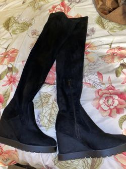 High top black boot heels