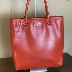 KATE SPADE X-Large Red Leather Tote