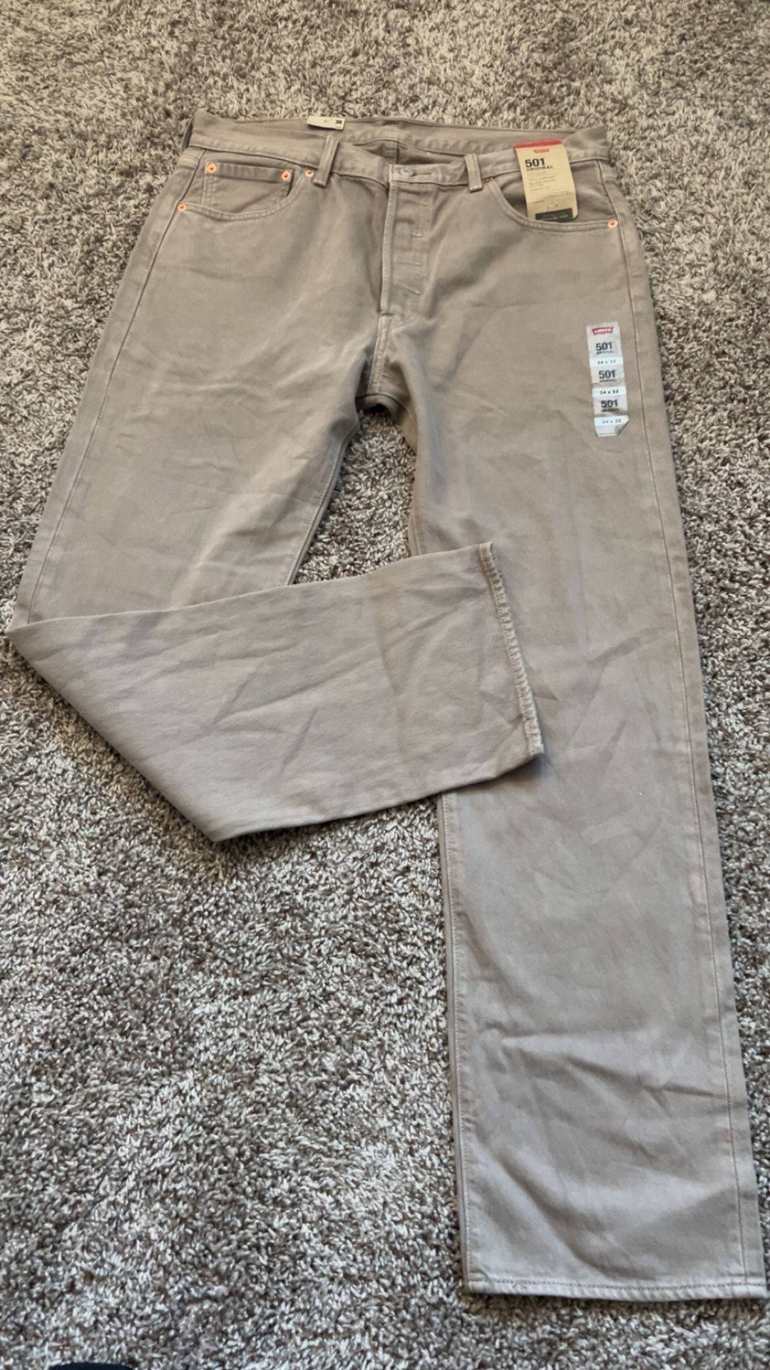 Tan / Khaki Levi 501 Original Jeans