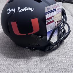 GREG ROUSSEAU SIGNED Autograph Full Size Replica Helmet-JSA Coa-Miami Hurricanes