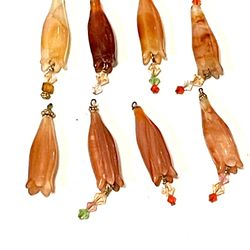 Lot Of 8 Carnelian Floral Pendants