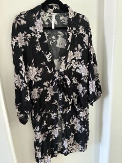 Black Floral Kimono Cardigan