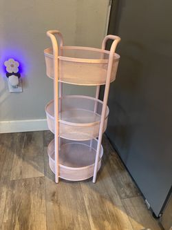 3-Tier Round Metal Mesh Storage Cart