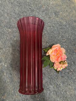 Unique & Tall Red Flower/Plant Vase
