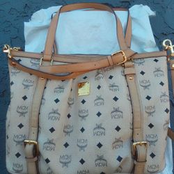 MCM Visetos Cognac 2way Shoulder Bag Tote