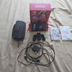 Nintendo Switch OLED mario red edition (CIB, slightly used, comes with SD Card, Screen Protectors, Case, Super Mario Party)