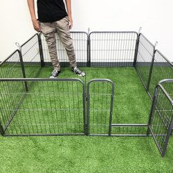 (New) $75 Heavy Duty 24” Tall Dog Pet Playpen Fence Gate, 8-Panels X (24” Tall X 32” Wide) 