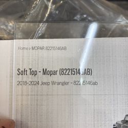 Mopar Soft-top Cover for Jeep Wrangler ‘18-‘24  