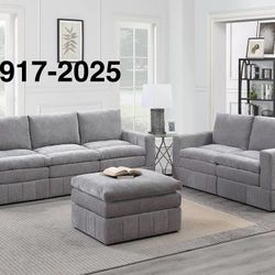 6 PC MODULAR SOFA AMD LOVESEAT WITH OTTOMAN  